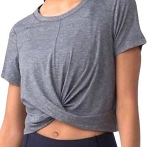 Lululemon White Twist Front Crop